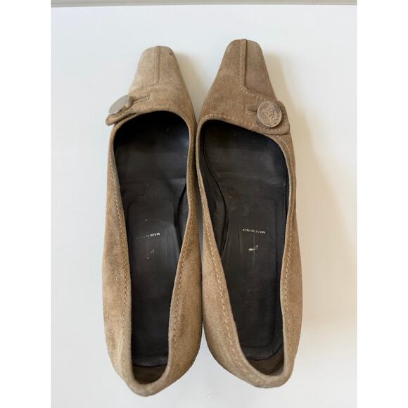 Prada Suede Leather Pointed Kitten Heels Womens Size 38.5 (US 8.5) Beige Vintage - Picture 7 of 13